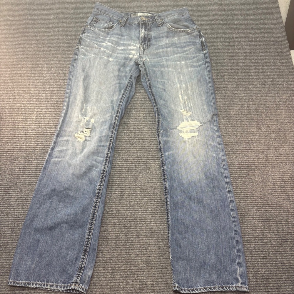 BKE Denim Derek Distressed Straight Leg‎ Jeans Light Wash 31L Mens Size 31x33